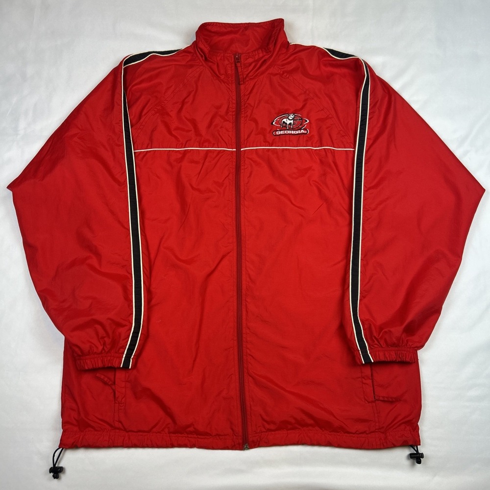 VTG Starter Georgia Bulldogs Jacket Red Size XL Full Zip Windbreaker 90s Logo